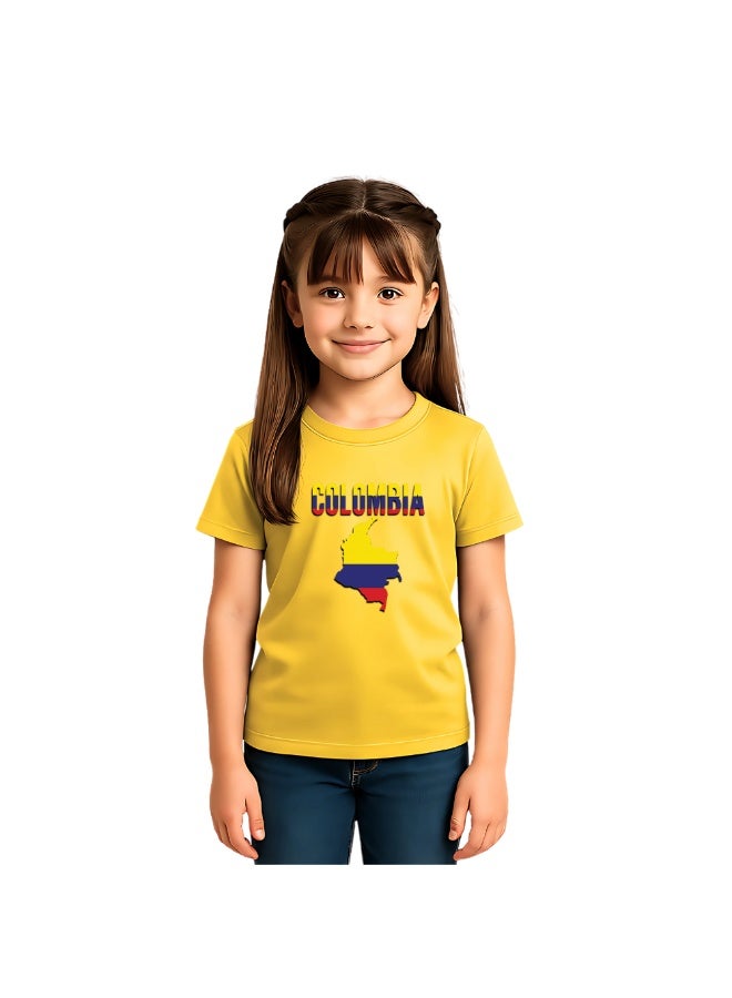 Colombia Kids Girls Tshirt - Round Neck Short Sleeve Cotton T-Shirt - Perfect for Young Colombian Explorer - Great Gift for Travelers - Image 1